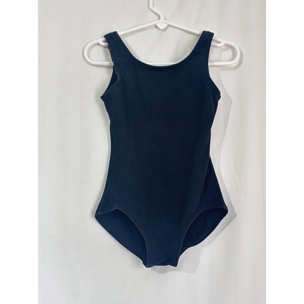 Capezio Girls Black Classic Tank Dance Leotard Size Small Fits XS EUC